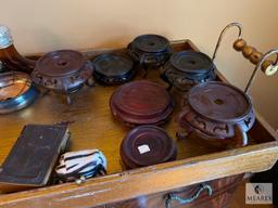 Tray Lot with Small Decorative Wooden Stands