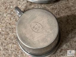 Porcelain Tea Cups and Tin Mugs and Saucers