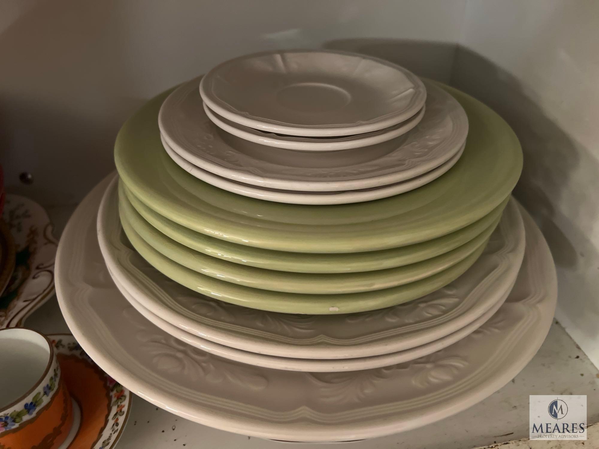 Contents of the Top of Kitchen Cabinet, Plates, Cups, Mugs