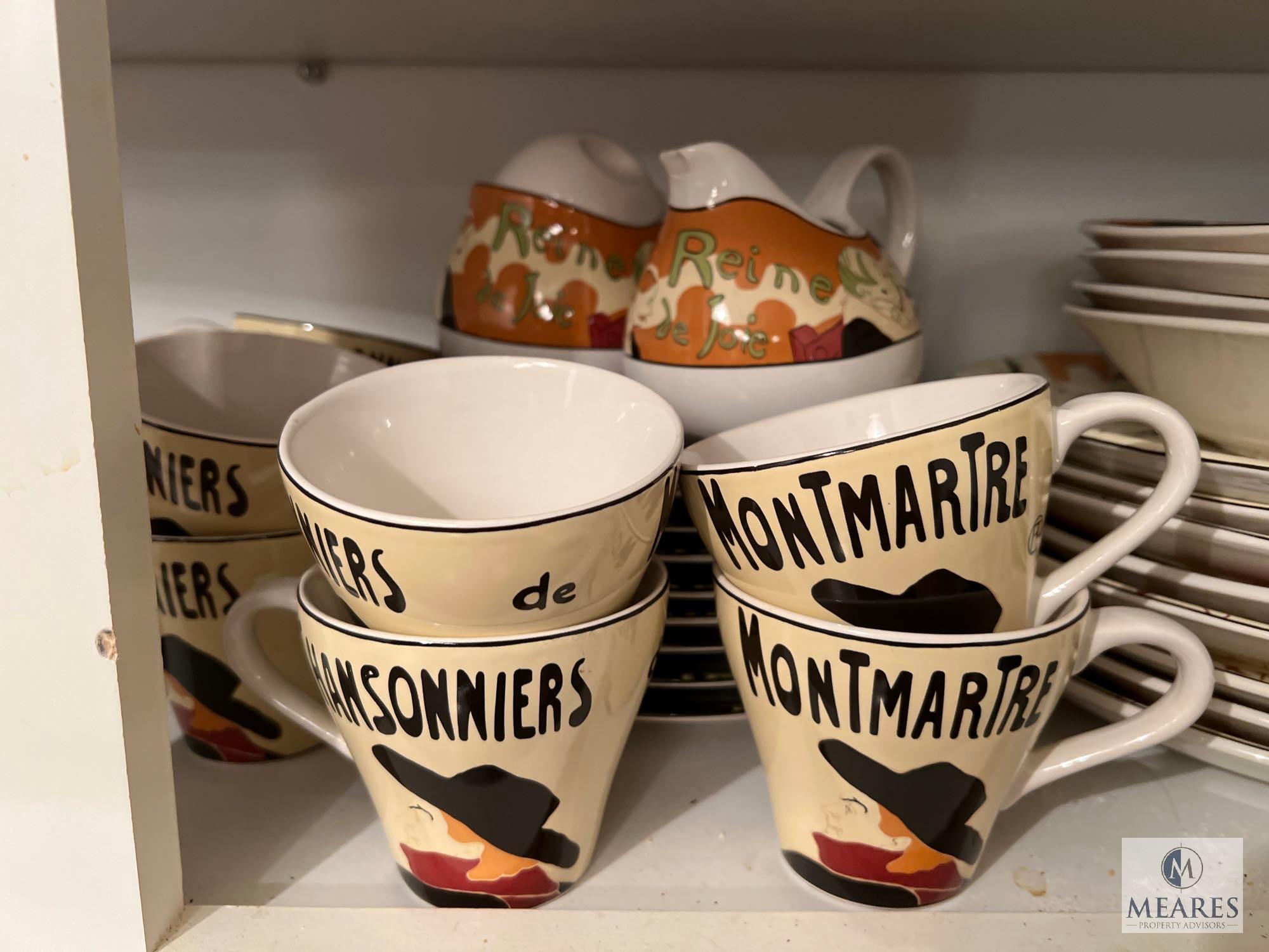 Contents of the Top of Kitchen Cabinet, Plates, Cups, Mugs