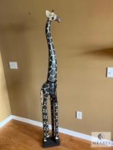 Wooden Decorative Giraffe - Approximately 6-feet Tall