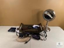 Lot of Bathroom Items - Blood Pressure, Curling Irons and Facial Mirror