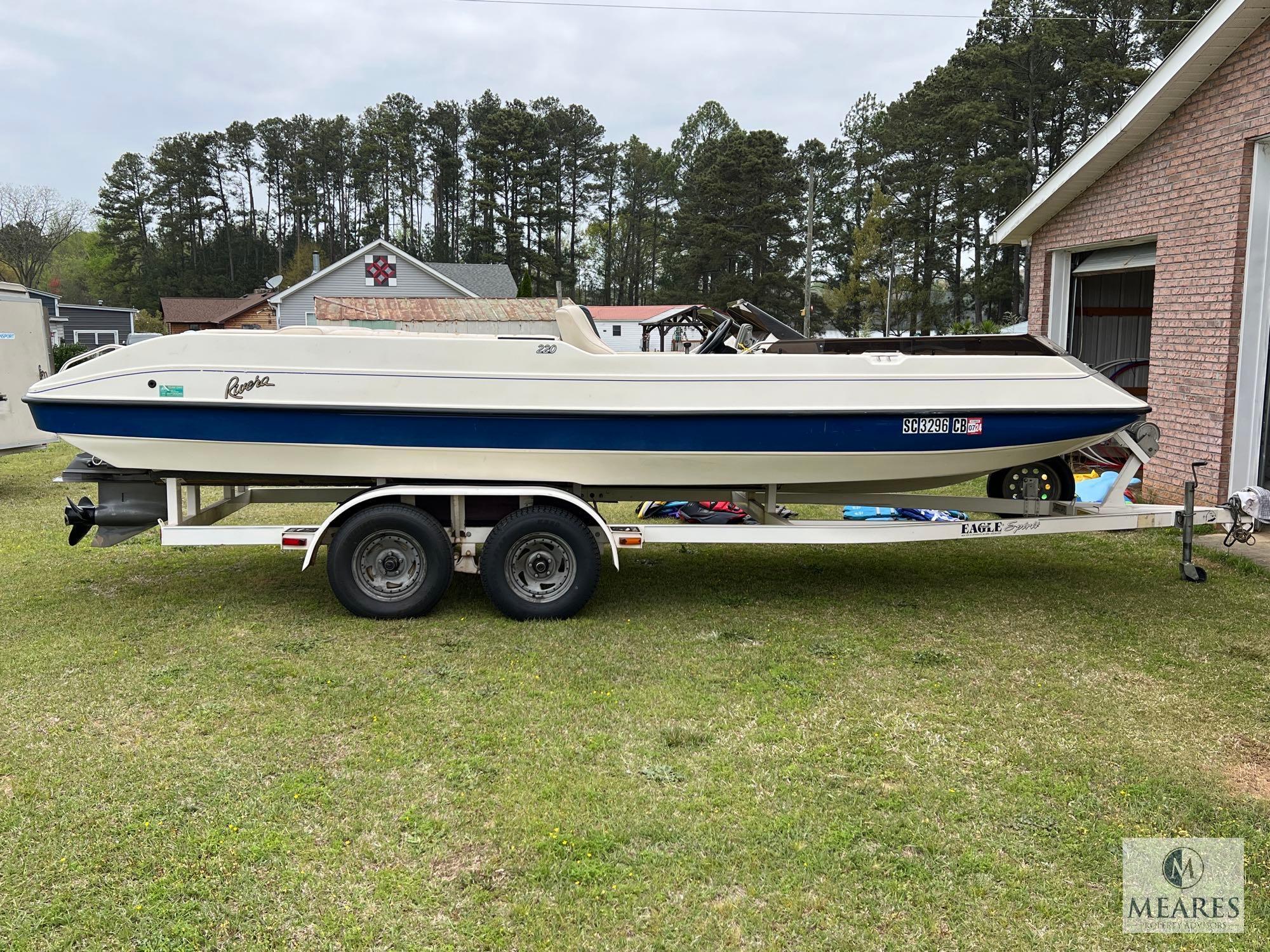 Rivera 220 Deck Boat with Volvo Penta 5.0L Inboard Motor and Trailer