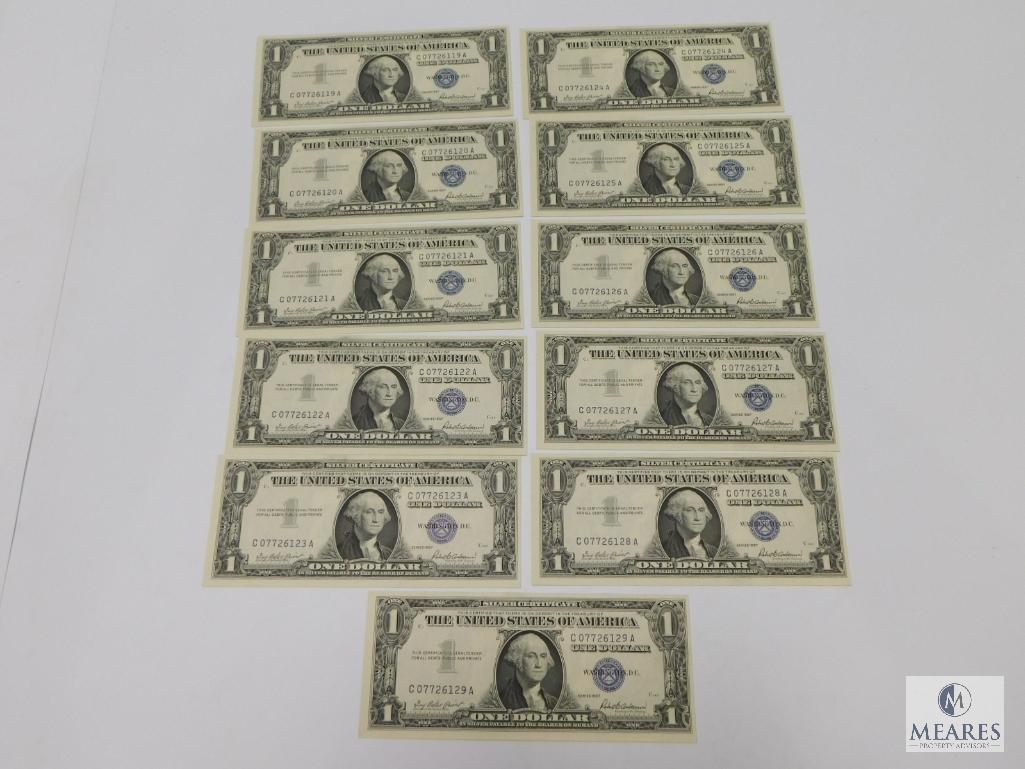 Scarce 11 Sequential 1957 $1.00 Silver Certificates, All Choice Crisp, UNC