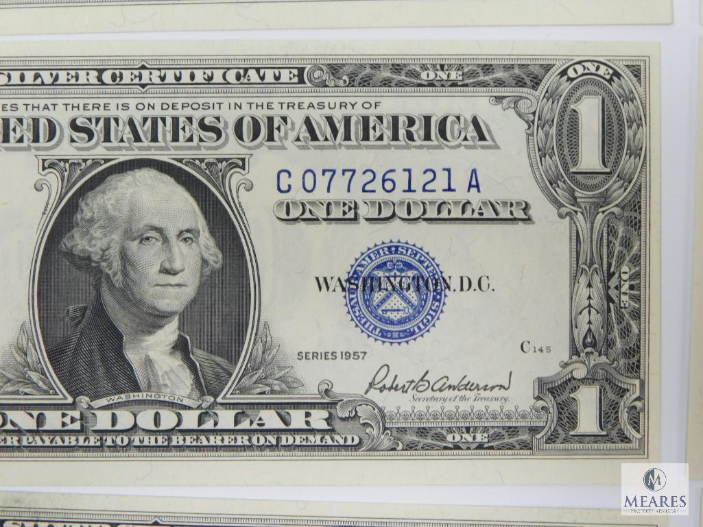 Scarce 11 Sequential 1957 $1.00 Silver Certificates, All Choice Crisp, UNC