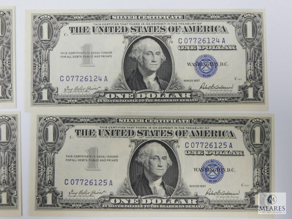 Scarce 11 Sequential 1957 $1.00 Silver Certificates, All Choice Crisp, UNC