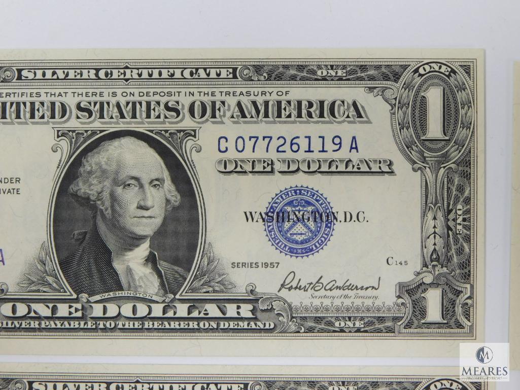 Scarce 11 Sequential 1957 $1.00 Silver Certificates, All Choice Crisp, UNC