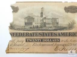February 17th, 1864 Partial $20.00 Confederate Note