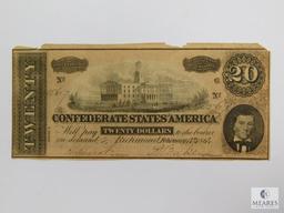 February 17th, 1864 $20.00 Confederate Note, Crisp UNC