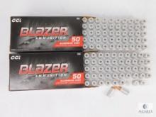 100 Rounds CCI Blazer 9mm Ammunition - 115-grain FMJ