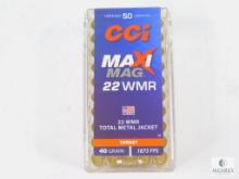 50 Rounds CCI Maxi-Mag .22 Magnum Ammo. 40 Grain TMJ
