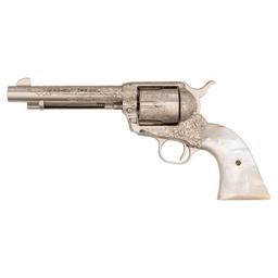 **Engraved 2nd Generation Colt Single Action Army Revolver with Mother of Pearl Grips in Factory Box