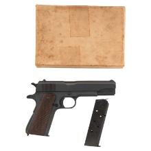 **Mid-1943 Production Remington Rand Model 1911A1 Pistol in Pasteboard Shipping Box with 2 Magazines