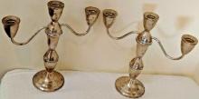 2 Vintage Candlestick Set Pair Lot Gorham Candelabra Weighted Sterling Silver Metal