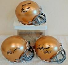 3 Notre Dame Irish Mini Football Helmet Lot Ishaq Williams Tee Shepard Luke Massa Sign-ed Auto