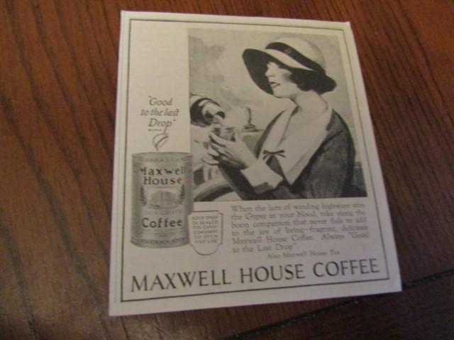 Rare Antique 1924 Maxwell House Coffee Advertisement