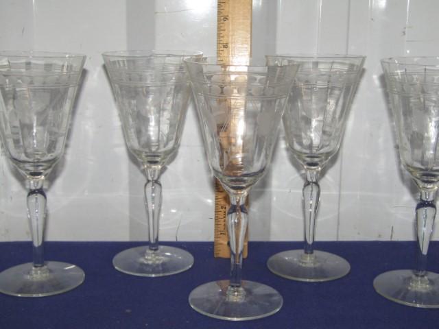 Vtg Etched Crystal Stemware