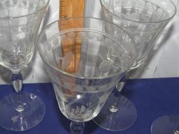 Vtg Etched Crystal Stemware