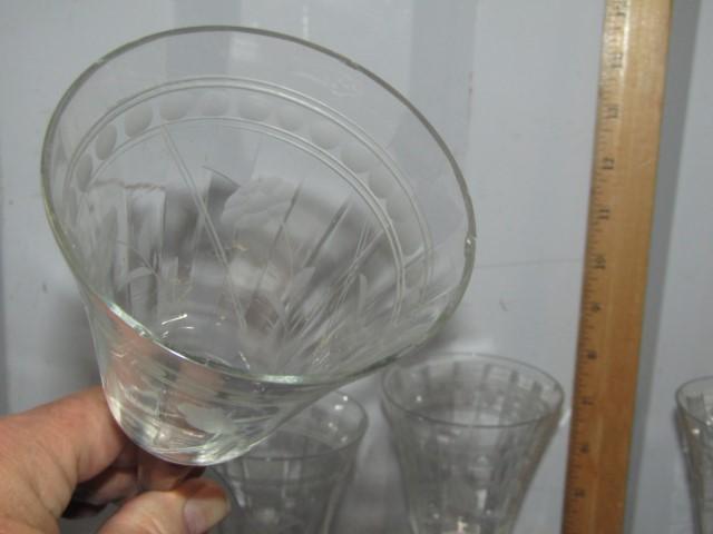 Vtg Etched Crystal Stemware