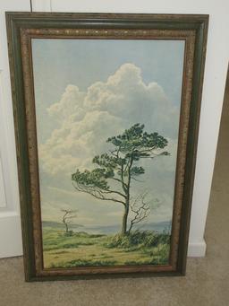 Titled "The Tree" Vintage Art Print on Board for Eric Tansley by Marad, Wall D‚cor in 2 Tone