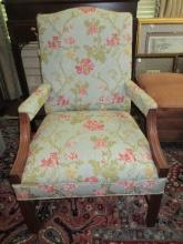 Elegant Martha Washington Style Arm Chair Mahogany Slope Arms & Marlborough Legs