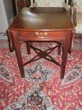 Virginia Galleries Regal Henkel-Harris Co. Mahogany Chippendale Style Dropleaf End Table w/