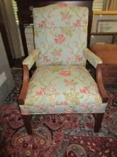 Elegant Martha Washington Style Arm Chair Mahogany Slope Arms & Marlborough Legs