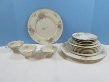 16pcs Theodore Haviland China New York Apple Blossom Pattern Dinnerware Plates, Footed