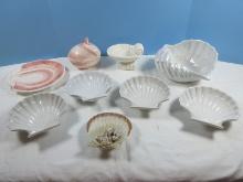 Lot 3pc Fitz & Floyd Coquille Collection Sculpted Shell Covered Box 5 1/4" w/underplate, 4