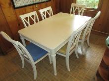 7pc American Drew Furniture French Countryside Camden Collection Buttermilk Finish