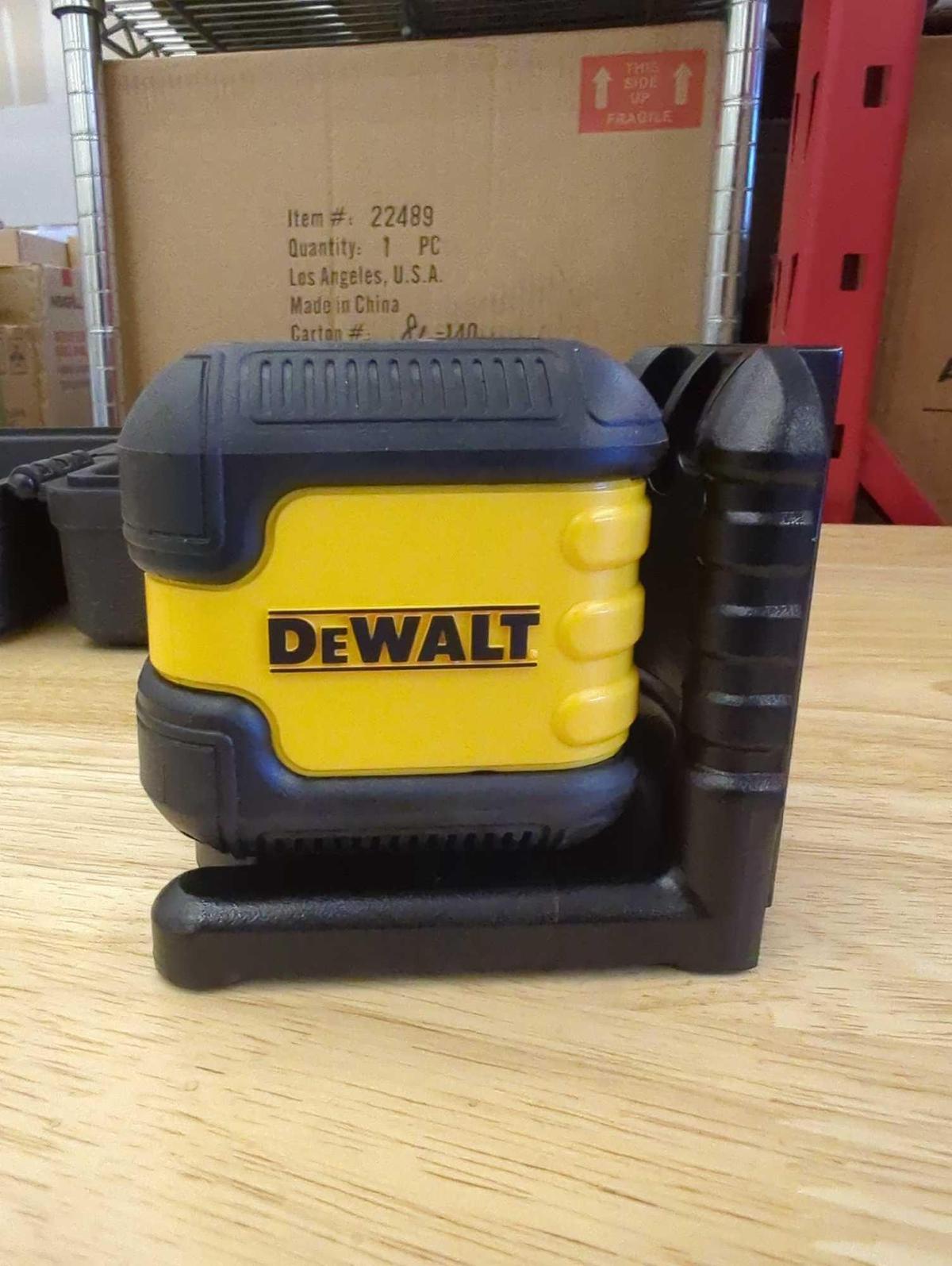 DEWALT 55 ft. Green Self-Leveling Cross Line Laser Level with (2) AA Batteries & Case, Appears to be