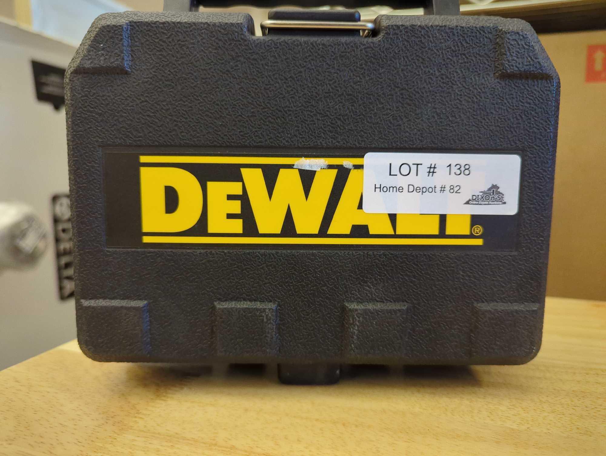 DEWALT 55 ft. Green Self-Leveling Cross Line Laser Level with (2) AA Batteries & Case, Appears to be