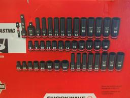 Milwaukee SHOCKWAVE 3/8 in. Drive SAE and Metric 6 Point Impact Socket Set (43-Piece), Appears to be