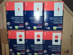 Lot of 6 LEVITON PLUS+ Items Including 3 Boxes of 1-Gang White Midway Duplex Outlet Nylon Wall Plate