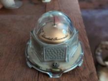 (LR) VINTAGE MOVA PRODUCTS TABLETOP FAHRENHEIT THERMOMETER. MARKED ON THE BOTTOM. MEASURES 4" DIA X