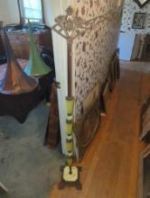 (BR1) ART DECO JADEITE CAST METAL BRIDGE ARM FLOOR LAMP BASE, NO WIRING, IN GOOD CONDITION, 57 3/4"H