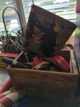 (LR) LOT OF MISCELLANEOUS ITEMS TO INCLUDE, WOOD BOX, BURLAP SACK, GAF VIEWMASTER WITH SLIDES,