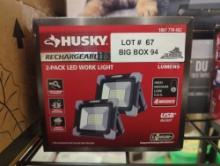 Husky 1000 Lumen Rechargeable Work Light (2-Pack), Model K40409, Retail Price $32, Appears to be