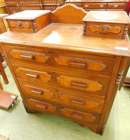 Victorian Walnut 4 Drawer Dresser with Glove Boxes