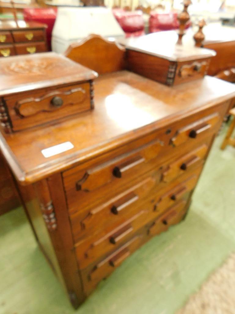 Victorian Walnut 4 Drawer Dresser with Glove Boxes