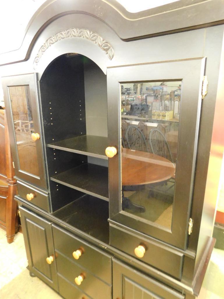 2 Piece Black Hutch - Glass Doors