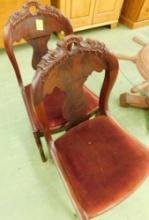 Pair of Victorian Upholstered Chairs - One Money