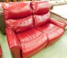 La-Z-Boy Red Leather Electric Reclining Loveseat