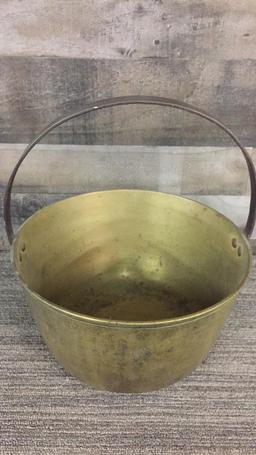 BRASS KETTLE WITH BLACK IRON HANDLE