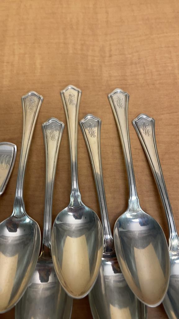 ENGRAVED STERLING SILVER SPOONS, 308gT