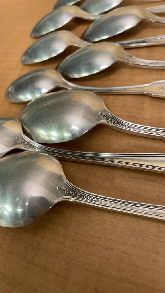 ENGRAVED STERLING SILVER SPOONS, 308gT