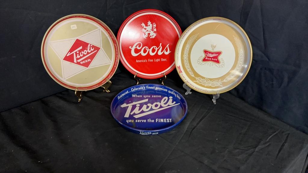 VINTAGE BEER TRAYS: TIVOLI, COORS, & MORE