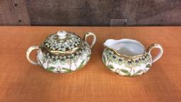 HAND-PAINTED NIPPON CREAMER & SUGAR PAIR