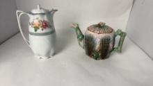 ESTRUSCAN MAJOLICA TEAPOT & GERMANY CHOCOLATE POT