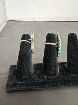 2) SILVER & TURQUOISE RINGS